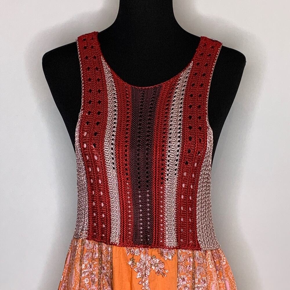 Free People Katie red orange crochet floral sleeveless dress size Small NWT - Picture 13 of 14